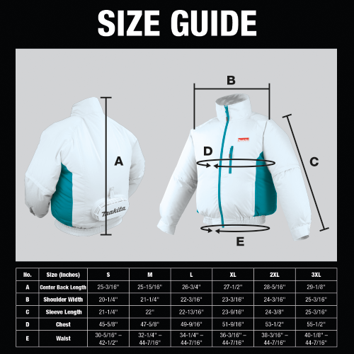 Makita DFJ201Z2XL 18V LXT Lithium‑Ion Cordless Fan Jacket, Jacket Only (2XL)
