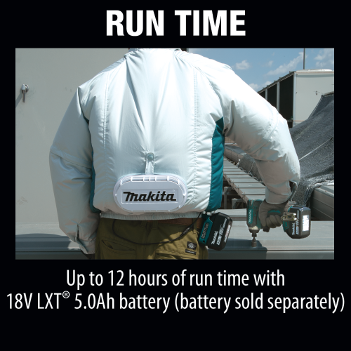 Makita DFJ201ZM 18V LXT Lithium‑Ion Cordless Fan Jacket, Jacket Only (Medium)