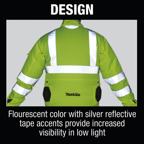 Makita DFJ214ZM 18V LXT Lithium‑Ion Cordless High Visibility Fan Jacket, Jacket Only (M)
