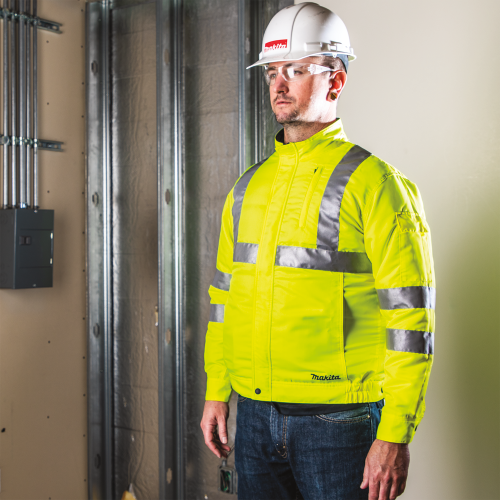Makita DFJ214ZM 18V LXT Lithium‑Ion Cordless High Visibility Fan Jacket, Jacket Only (M)