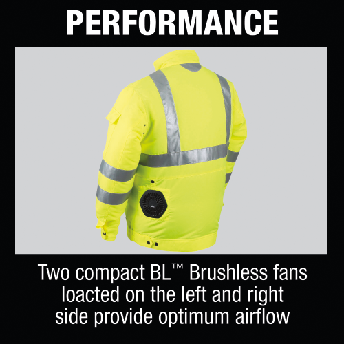 Makita DFJ214ZXL 18V LXT Lithium‑Ion Cordless High Visibility Fan Jacket, Jacket Only (XL)
