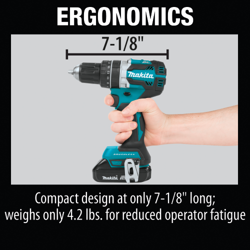 Makita XPH12R 18 V LXT Lithium‑Ion Compact Brushless Cordless 1/2 in. Hammer Driver‑Drill Kit (2.0Ah)