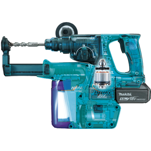 Makita XRH011TX 18 V LXT Lithium‑Ion Brushless Cordless 1 in. SDS‑PLUS Rotary Hammer Kit, w/ HEPA Dust Extractor (5.0Ah)