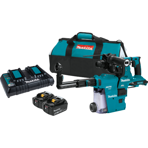 Makita XRH08PTW 36 V (18 V X2) LXT Brushless 1‑1/8 in. SDS‑PLUS AVT Rotary Hammer Kit, w/ HEPA Dust Extractor (5.0Ah)