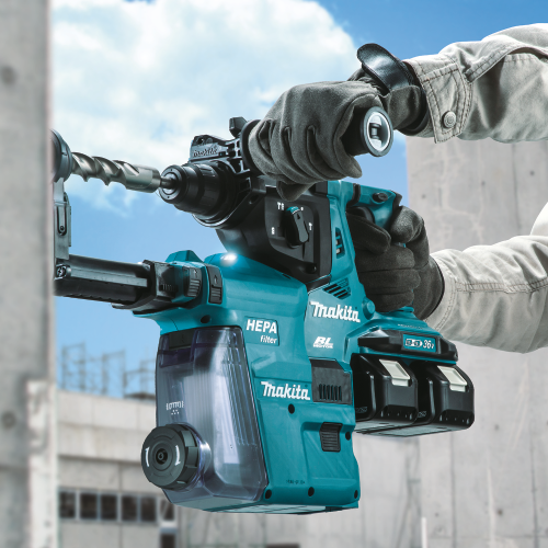 Makita XRH08PTW 36 V (18 V X2) LXT Brushless 1‑1/8 in. SDS‑PLUS AVT Rotary Hammer Kit, w/ HEPA Dust Extractor (5.0Ah)