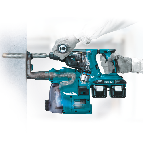 Makita XRH08PTW 36 V (18 V X2) LXT Brushless 1‑1/8 in. SDS‑PLUS AVT Rotary Hammer Kit, w/ HEPA Dust Extractor (5.0Ah)