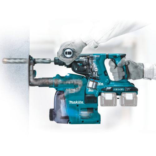 Makita XRH10ZW 36 V (18 V X2) LXT Brushless 1‑1/8 in. SDS‑PLUS AVT Rotary Hammer, w/ HEPA Dust Extractor, AFT, AWS Capable, Tool Only