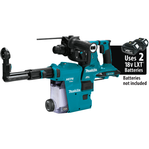 Makita XRH10ZW 36 V (18 V X2) LXT Brushless 1‑1/8 in. SDS‑PLUS AVT Rotary Hammer, w/ HEPA Dust Extractor, AFT, AWS Capable, Tool Only