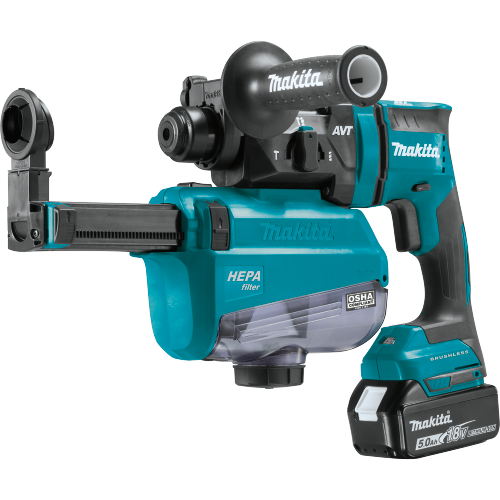 Makita XRH12TW 18 V LXT Lithium‑Ion Brushless Cordless 11/16 in. SDS‑PLUS AVT Rotary Hammer Kit, w/ HEPA Dust Extractor, AWS Capable (5.0Ah)