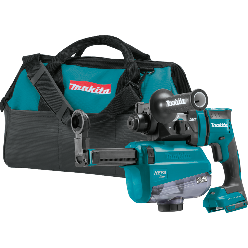 Makita XRH12ZW 18 V LXT Lithium‑Ion Brushless Cordless 11/16 in. SDS‑PLUS AVT Rotary Hammer, w/ HEPA Dust Extractor, AWS Capable, Tool Only