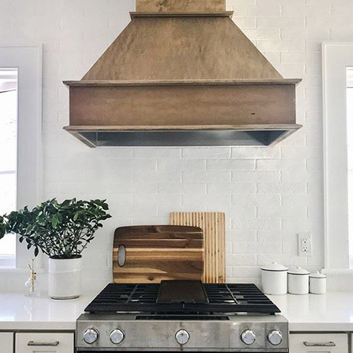 42" Silver-Metallic Arched Range Hood with Broan Compactible Liner, Cherry