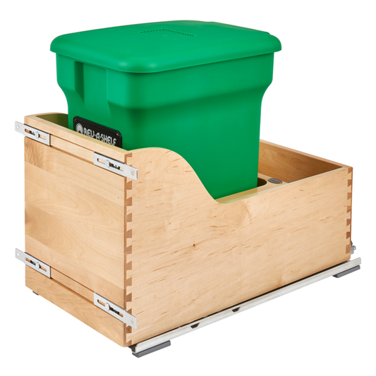 Double 35 QT Bottom-Mount Waste Container Pullout with Soft-Closing, Green/White