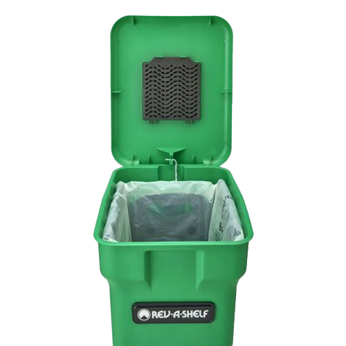 Single 24 QT Bottom-Mount Waste Container Pullout with BLUMOTION Soft-Closing, Green