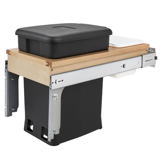 Single 6 Gallon Top-Mount Compost Waste Container Pullout with Soft-Closing for 12" Opening Width, Black