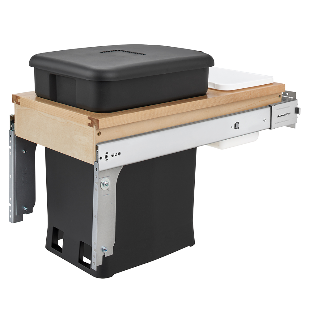 Single 6 Gallon Top-Mount Compost Waste Container Pullout with Soft-Closing for 12" Opening Width, White