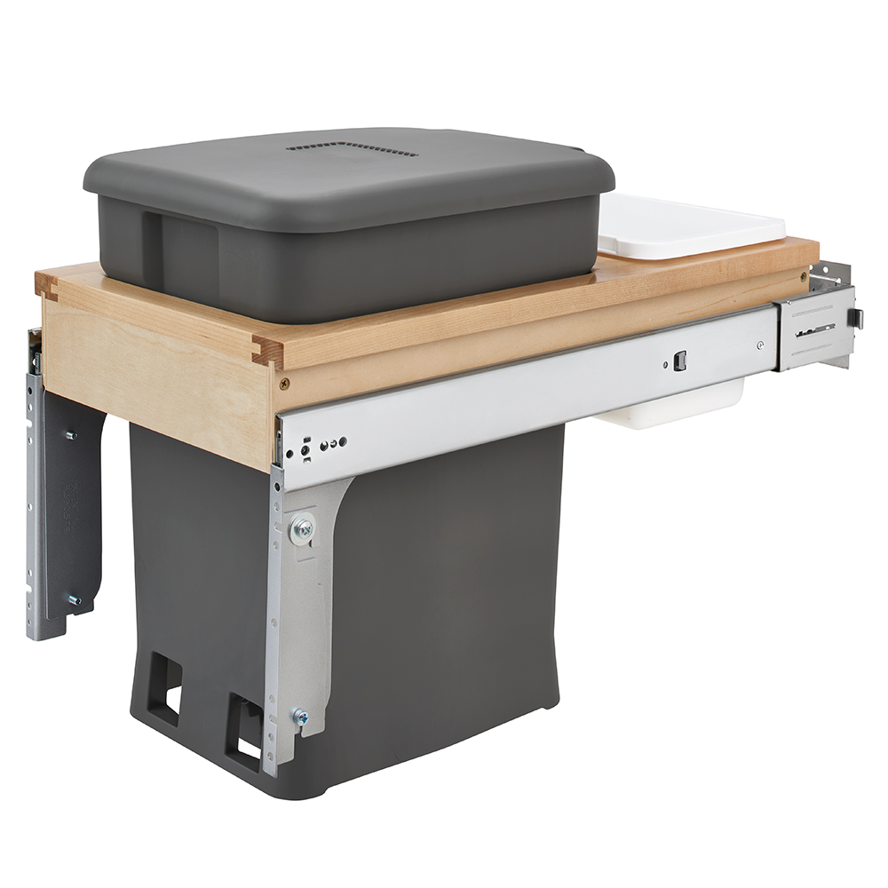Single 6 Gallon Top-Mount Compost Waste Container Pullout with Soft-Closing for 12" Opening Width, Orion Gray