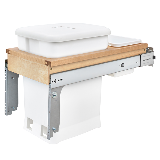 Single 6 Gallon Top-Mount Compost Waste Container Pullout with Soft-Closing for 12" Opening Width, White