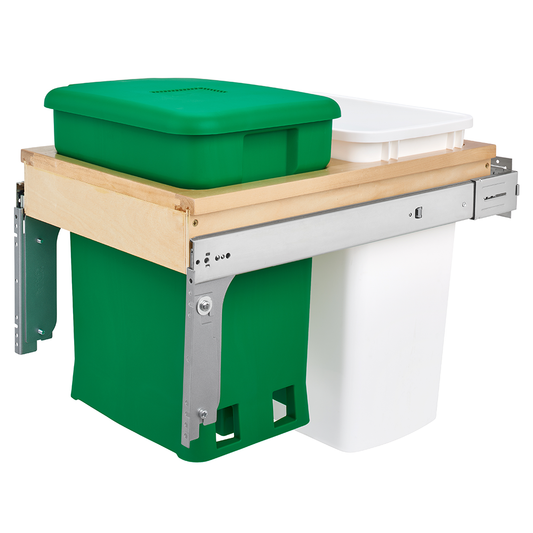 Single 6 Gallon Top-Mount Compost Waste Container Pullout with 35 Qt Bin, Green