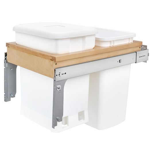 Single 6 Gallon Top-Mount Compost Waste Container Pullout with 35 Qt Bin, White