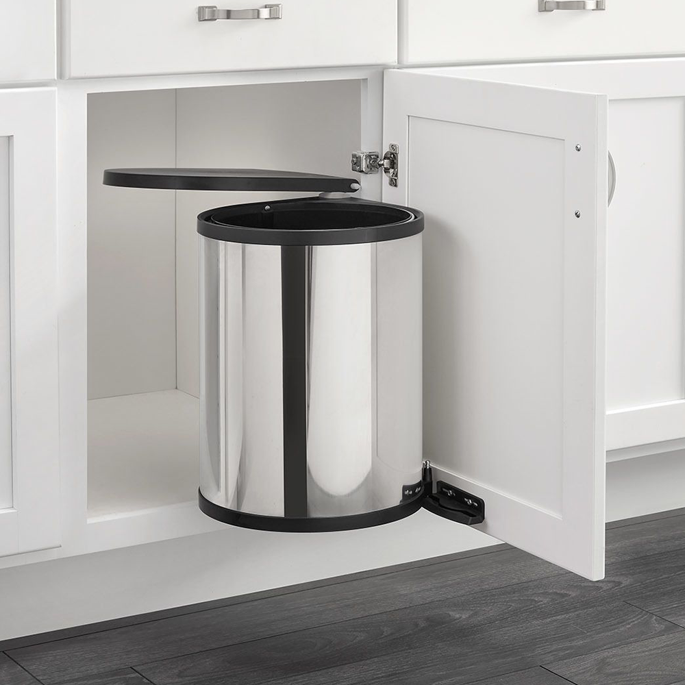 15 Liter Pivot-Out Waste Container for 14-3/4" Cabinet Opening, White