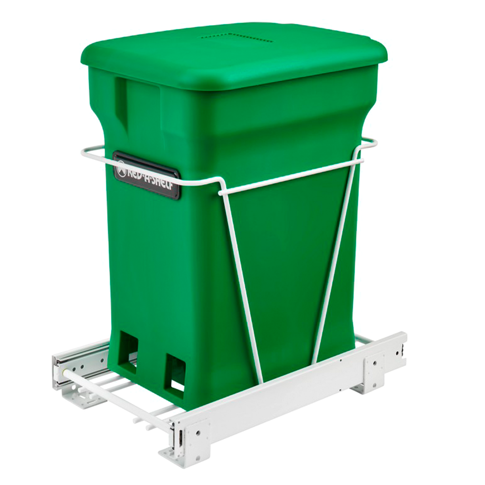 Single 24 QT Bottom-Mount Waste Container Pullout, Green