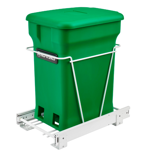 Single 24 QT Bottom-Mount Waste Container Pullout, Green