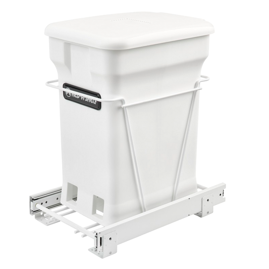 Single 24 QT Bottom-Mount Waste Container Pullout, White
