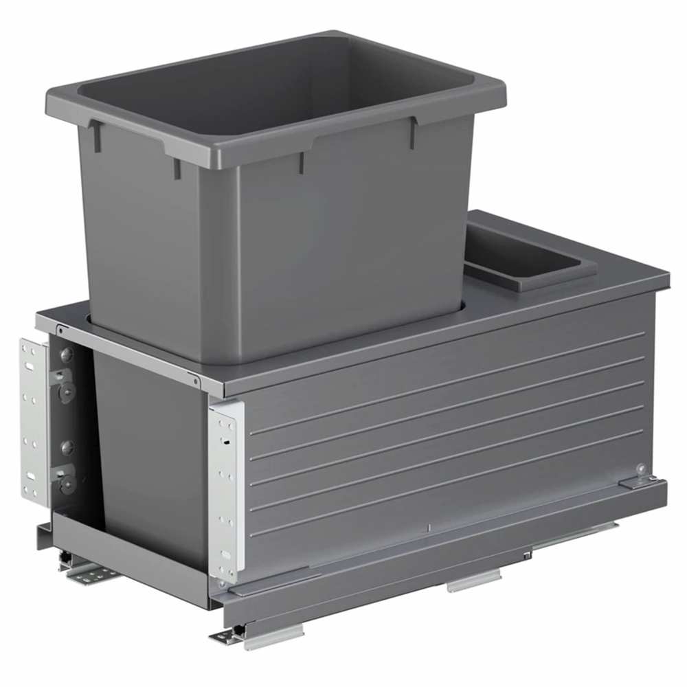 Bottom Mount Planero Single Bin Carriage for 15" Cabinet Opening, Carbon Steel Gray