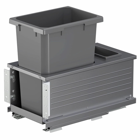 Bottom Mount Planero Single Bin Carriage for 15" Cabinet Opening, Carbon Steel Gray