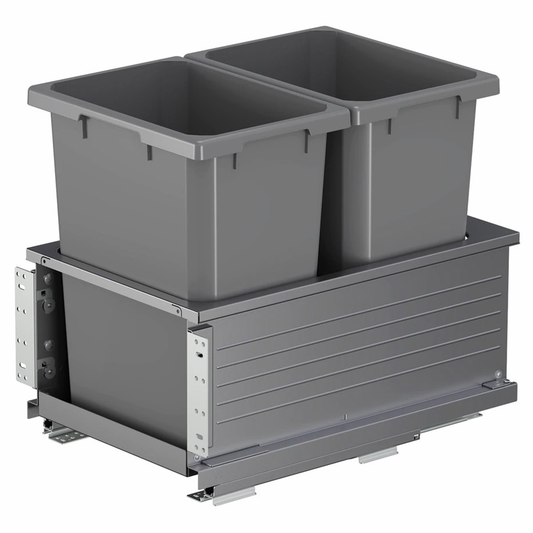 Bottom Mount Planero Double Bin Carriage for 18" Cabinet Opening, Carbon Steel Gray
