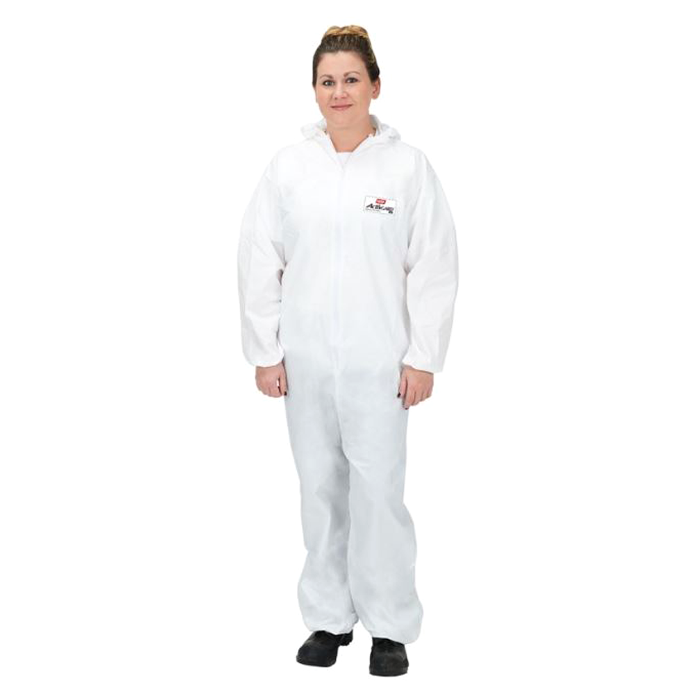 Heavy-Duty Polypropylene Disposable Coverall Hood with Elastic Waist/Wrists/Ankles, Triple Extra Large, White
